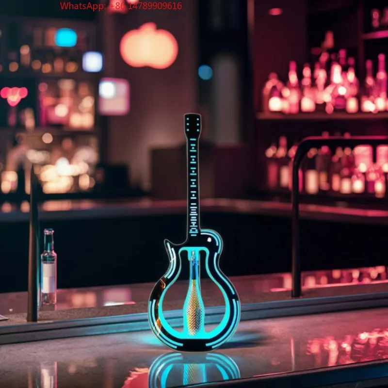 

Premium Custom LED Liquor Display StandCustomized Rechargeable LED Bottle Presenter Modern Acrylic Glorifiers Guitar Shape Displ