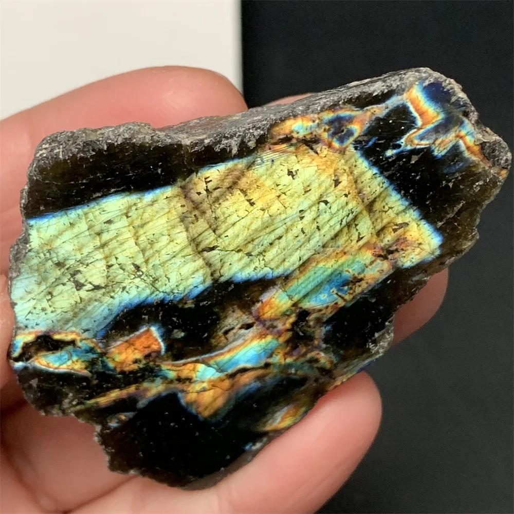

2 шт. Натуральные разноцветные срезы лабрадорита: сине-фиолетовые, ярко-желто-зеленые, оранжевые образцы для декора