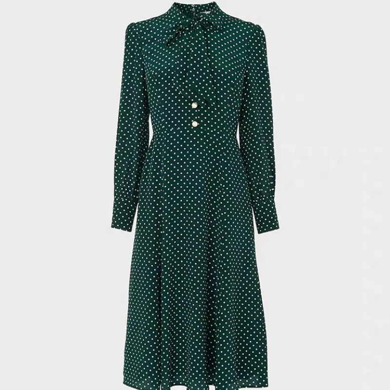 Kate Wellington Princess Polka Dot Dress, Long Sleeve A-Line Dresses, New Fashion, 2023, 9131