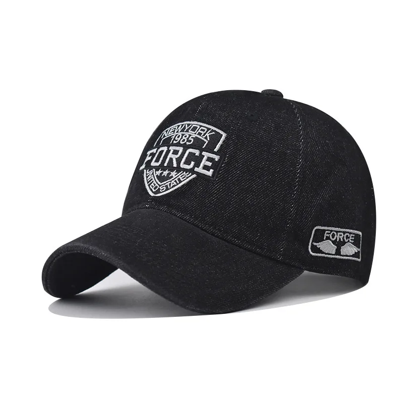 

Washed Distressed FORCE Large Embroidered Denim Baseball Cap Snapback Hat For Men And Women Outdoor Four Seasons Style Dad Hat