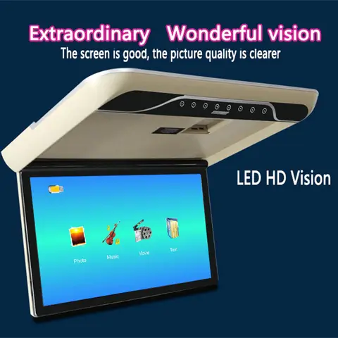 Car Roof 19 inch Monitor 1080P LCD Screen Overhead Multimedia Video Play TV Ceiling Roof MP5 Display Build In IR/FM Transmitter