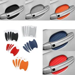 4Pcs Car Door Handle Protective Stickers Carbon Fiber Warning Safety Tape Scratch Resistant Covers for Car Exterior Accessories
