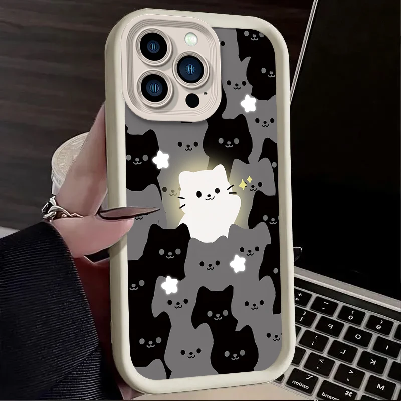 Custodia per telefono in silicone per coppia di gatti adorabili del fumetto per IPhone 17 Air 16 16E 15 14 13 12 11 Pro Max X XS XS XS Max XR SE 2020 SE4 7 8