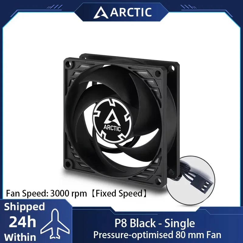 

ARCTIC P8 - 80mm Case Fan, Pressure-Optimised, quiet motor, Fluid Dynamic Bearing, Speed: 3000 RPM Fixed Speed, 3-Pin Connector