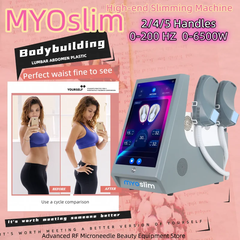 

Профессиональный RF MYOSLIM машина для моделирования тела электрический EMS сжигание жира стимулятор мышц для похудения T15 6500 Вт 2-5 ручек