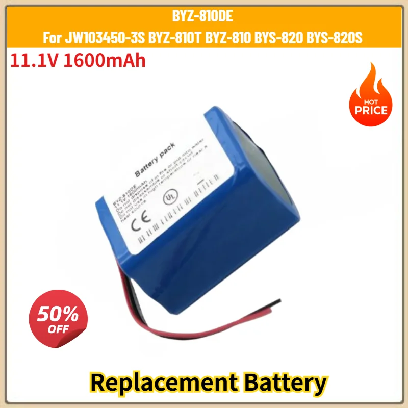 11.1V 1600mAh High Quality Battery BYZ-810DE for JW103450-3S BYZ-810T BYZ-810 BYS-820 BYS-820S Infusion Pump Replacement Battery