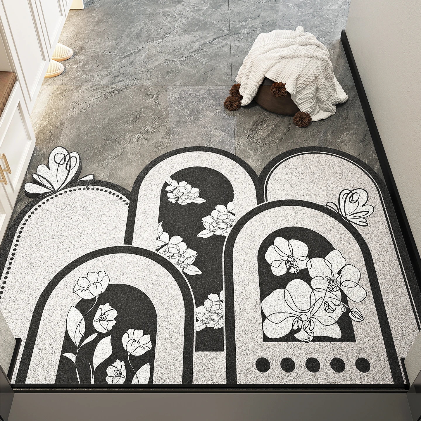 

Cusizable Indoor Entrance Door Mat Ancient Sle Silk Circle Dust Removal Wear Resistant Home Decor Mat for lway Use