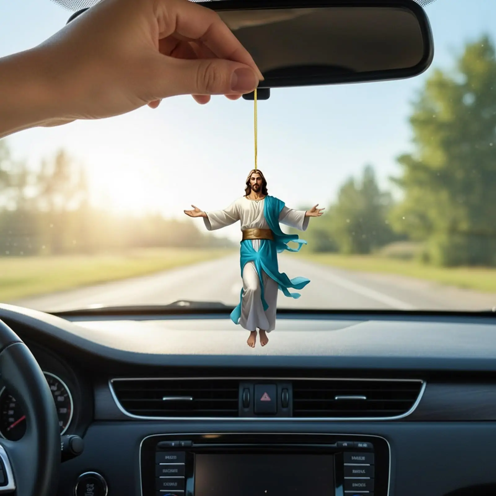 Christian Auto Decoration Elegant Religious Car Pendant Jesus Car Hanging Decor 2d 2d Jesus Mirror Hanger For Storage Cabinet