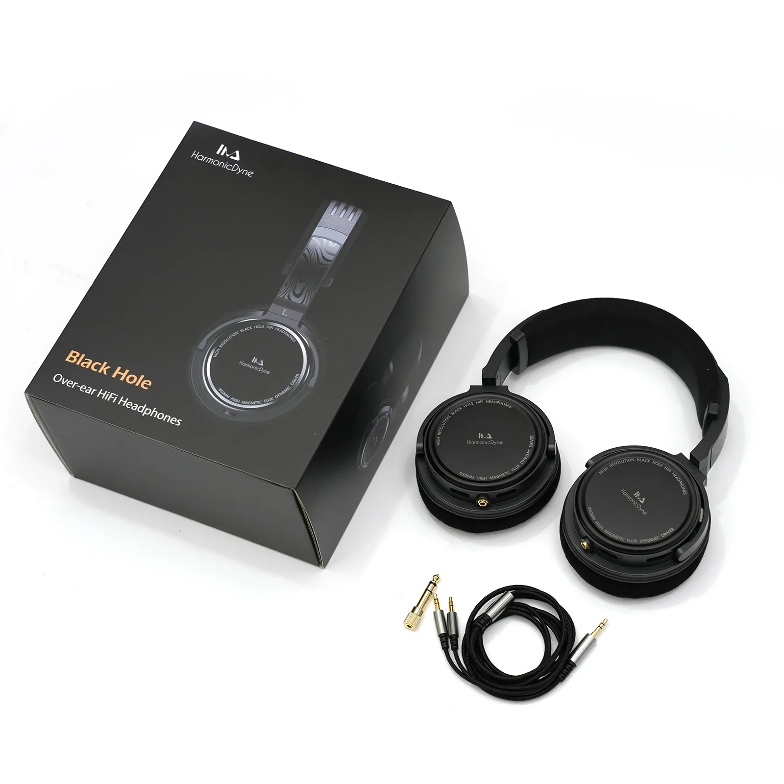 سماعات هارمونيك داين ذات الفتحة السوداء المريحة 50 مم ذات السائق الديناميكي شبه مفتوحة مع كابل نحاسي خالي من الأكسجين لعشاق الصوت