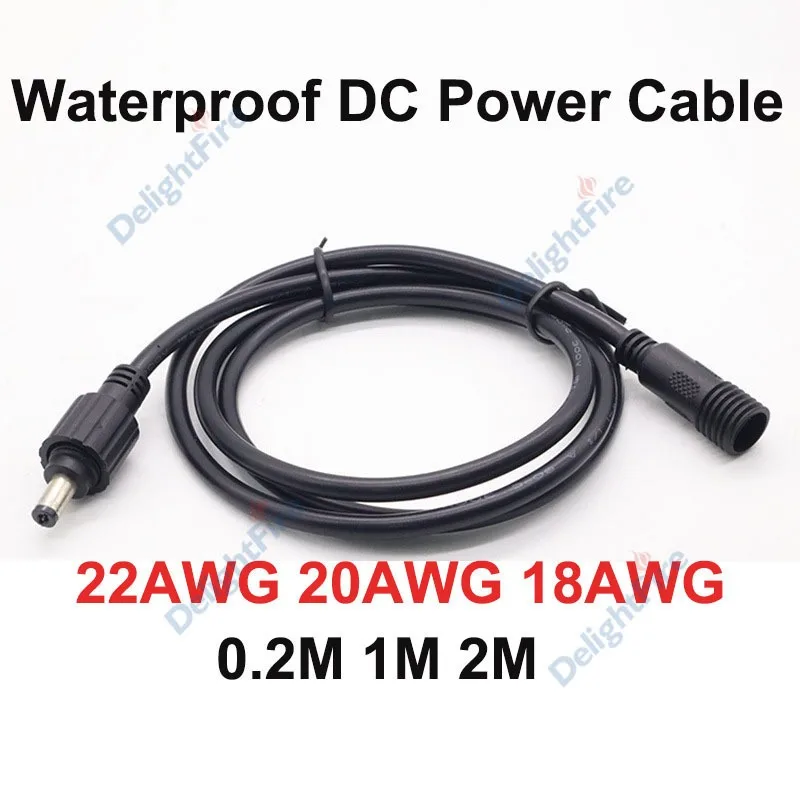 Waterproof DC Power Extension Cable 5.5mm 2.1mm Female Male 12V 3A DC Power Wire for Outdoor CCTV Camera LED Strip Lights Solar