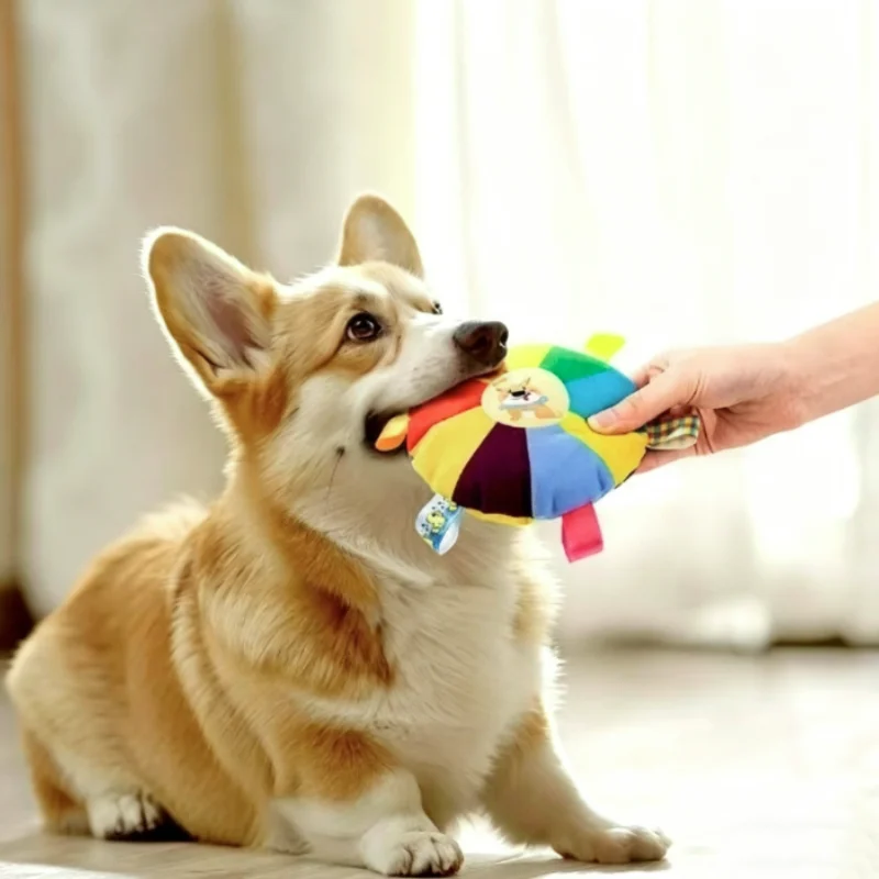 Cartoon Hot Dog Sounding Plush Toy Bell Wear-Resistant Bite-Resistant Puppy Teething Toy for Small Dogs Teddy