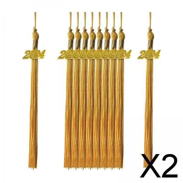 

2x 10Pcs Graduation Hat Tassels Pendant Academic Charm Yellow