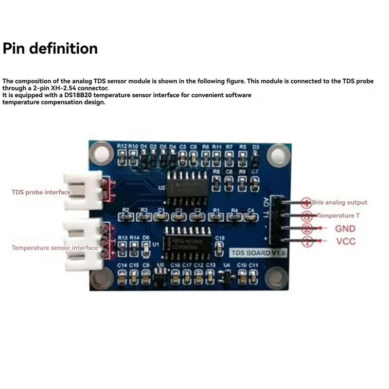 AA60-TDS Sensor For Water Quality Analysis, Temperature Detection, Analog Module For Arduino 51/STM32