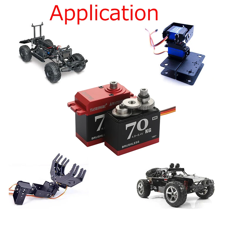 70KG Brushless Digital Servo High Torque 8.4V Waterproof IP68 Metal Gear Steering Motor for 1/8 1/10 RC Car Crawler Boat Robot