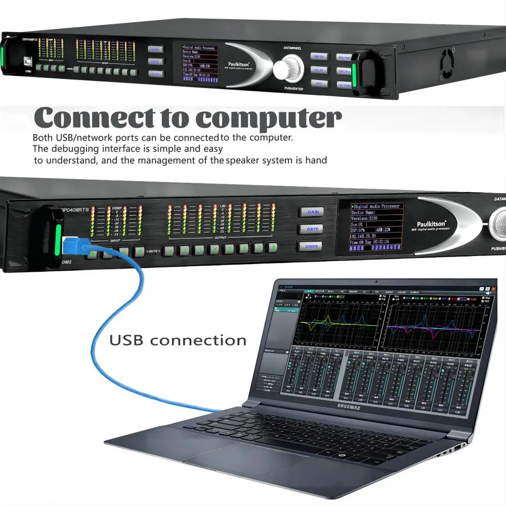 TLF Paulkitson Processor DSP0408RTS Professional Dsp FIR AUTO AES Digital Audio Processor 4 in 8 Out 96 khz Audio Processor