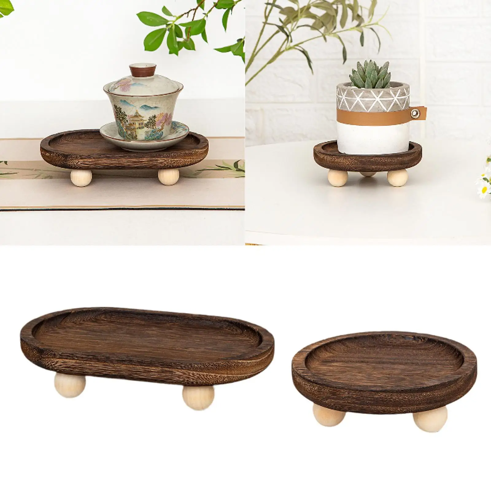 Wooden Riser Tray Space Saving Serving Holder for Sink Valentine Coffee