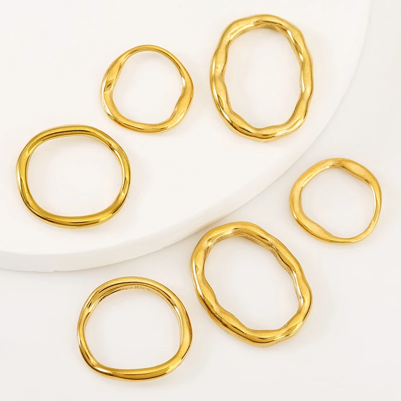 Image of 5 Stück Edelstahl Oval-Runde Charm-Verbinder Vergoldet für DIY Ohrringe Armbänder Halsketten Schmuckherstellung Zubehör