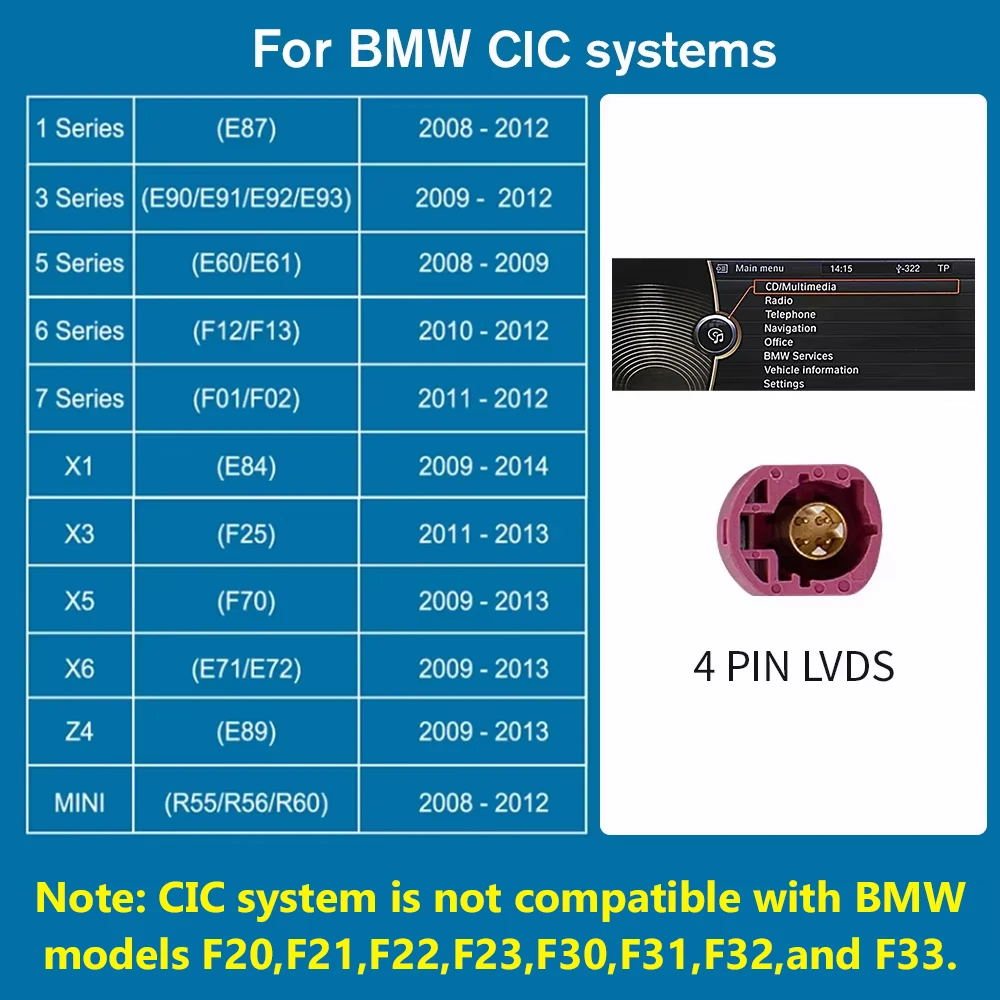 Draadloze CarPlay Android voor BMW NBT CIC-systeem 1 2 3 4 5-serie X1 X3 X4 X5 F20 F21 F30 F31 F34 F10 F48 F25 F26 F15 F60 F10 E84, ondersteunt camera, AirPlay, schermspiegeling en GPS-navigatie. - afbeelding 1