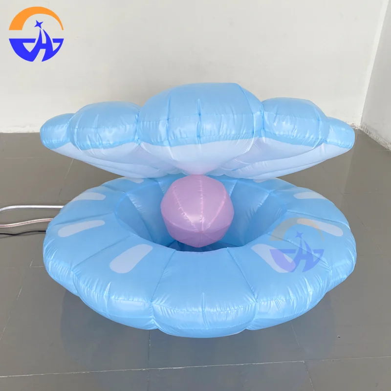 Inflatable Blue Pearl Shell Model Oxford Fabric Material Decorative Prop for Ocean-Themed Bars, Wedding Stages