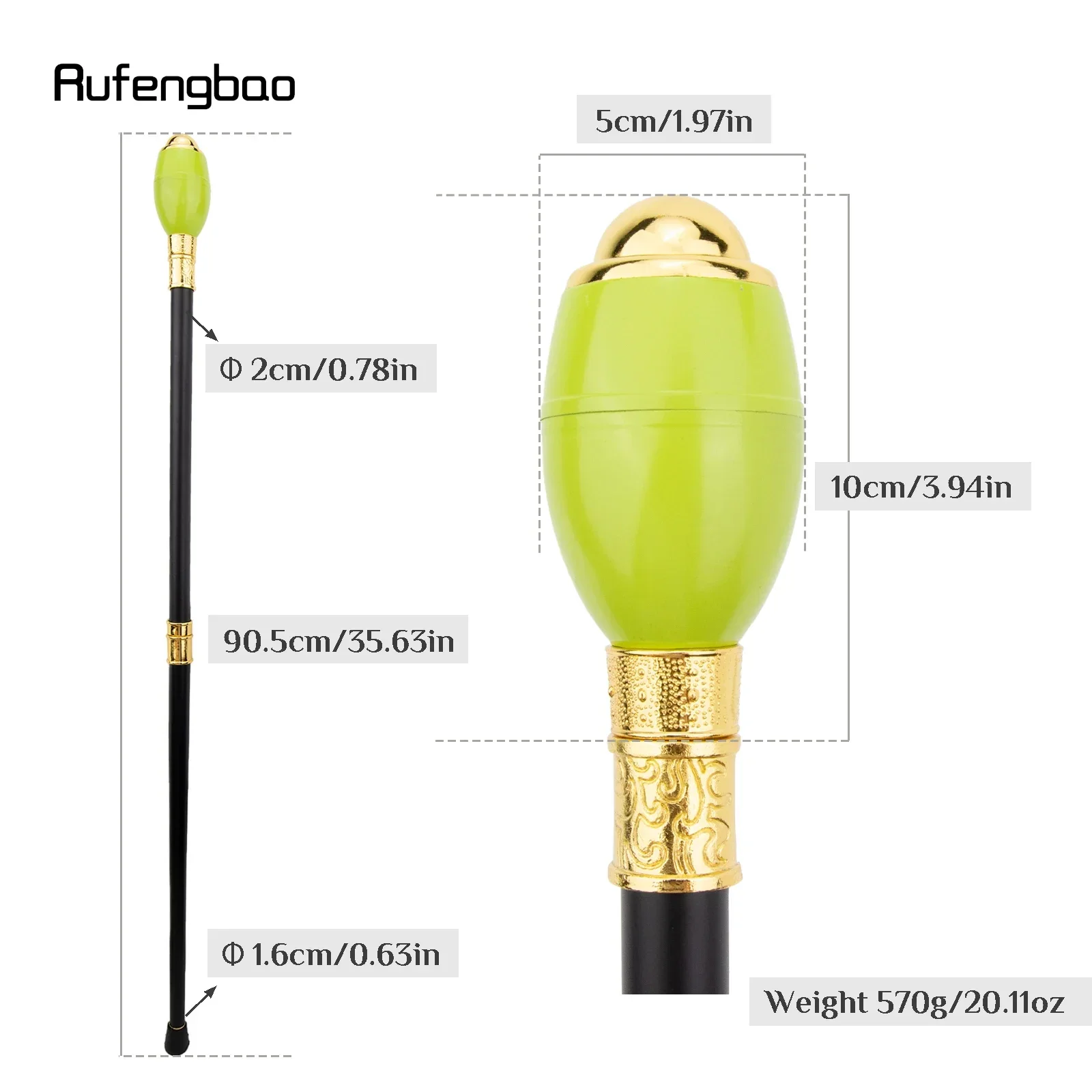 Grüne Kugel Silber Gehstock Mode Dekorativer Gehstock Gentleman Elegant Cosplay Cane Crosier 90cm