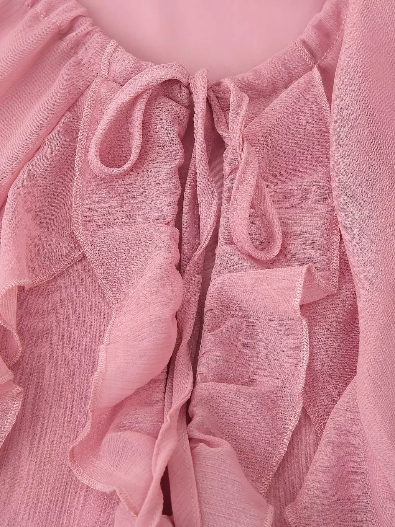 2025 novas mulheres elegante maxi longo rosa chiffon babados em camadas vestido senhora chique com decote em v lanterna manga solta em camadas vestidos robes