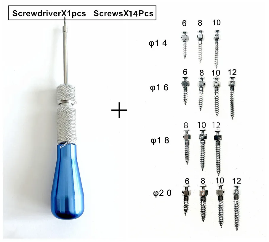 Mini tornillo de ortodoncia Dental, destornillador de mango autorroscante autoperforante, anclaje totalmente fijo, azul