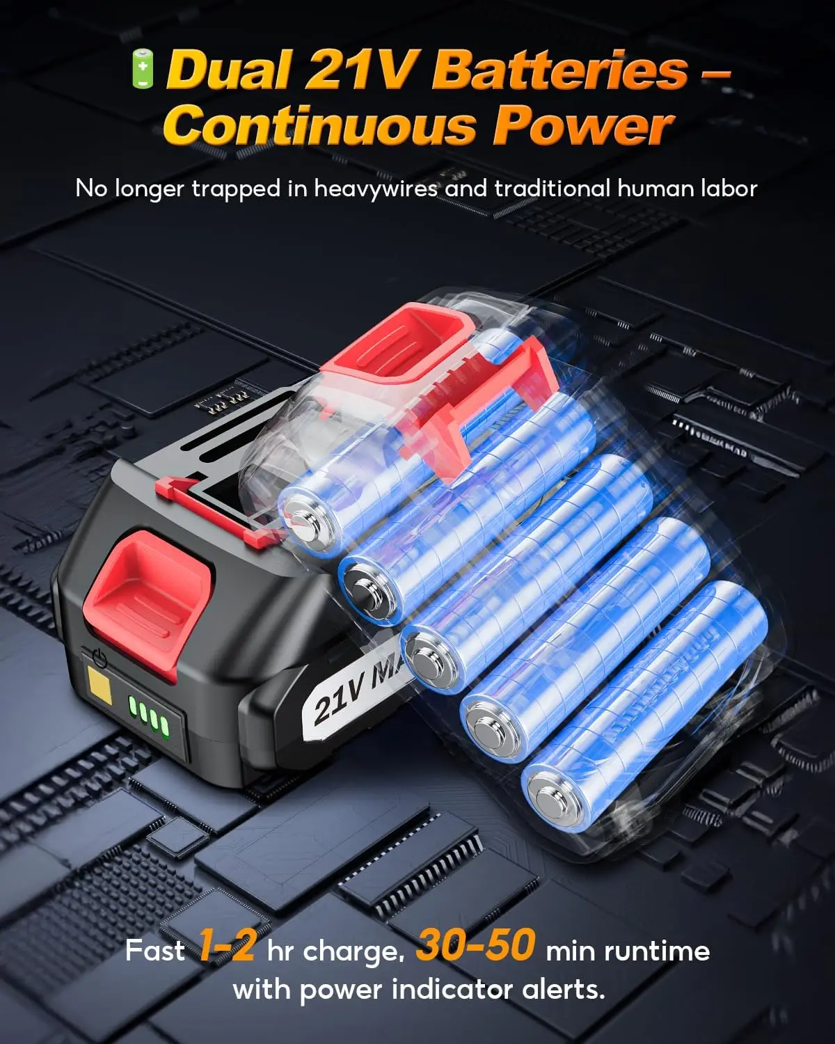 เครื่องขัดสีไร้สายขนาด 6 นิ้ว, 21V 2000mAh, อุปกรณ์เสริม 13 ชิ้น, 5500 รอบต่อนาที, ปรับความเร็วได้สำหรับงานดูแลรักษารถยนต์