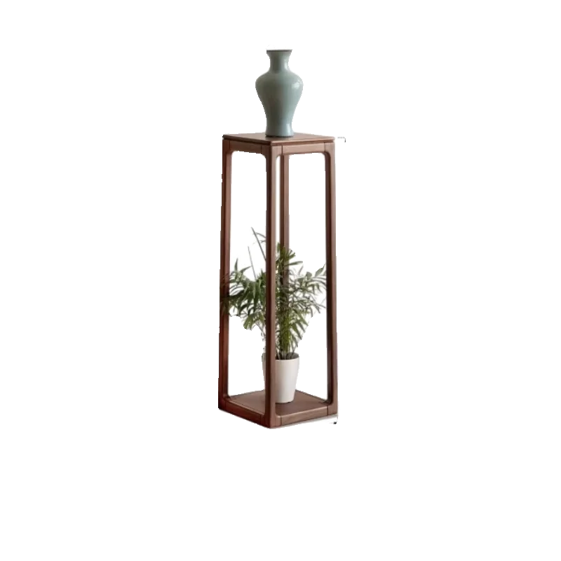 

Black walnut all solid wood flower rack, living room floor-to-ceiling new Chinese-style shelf flower table
