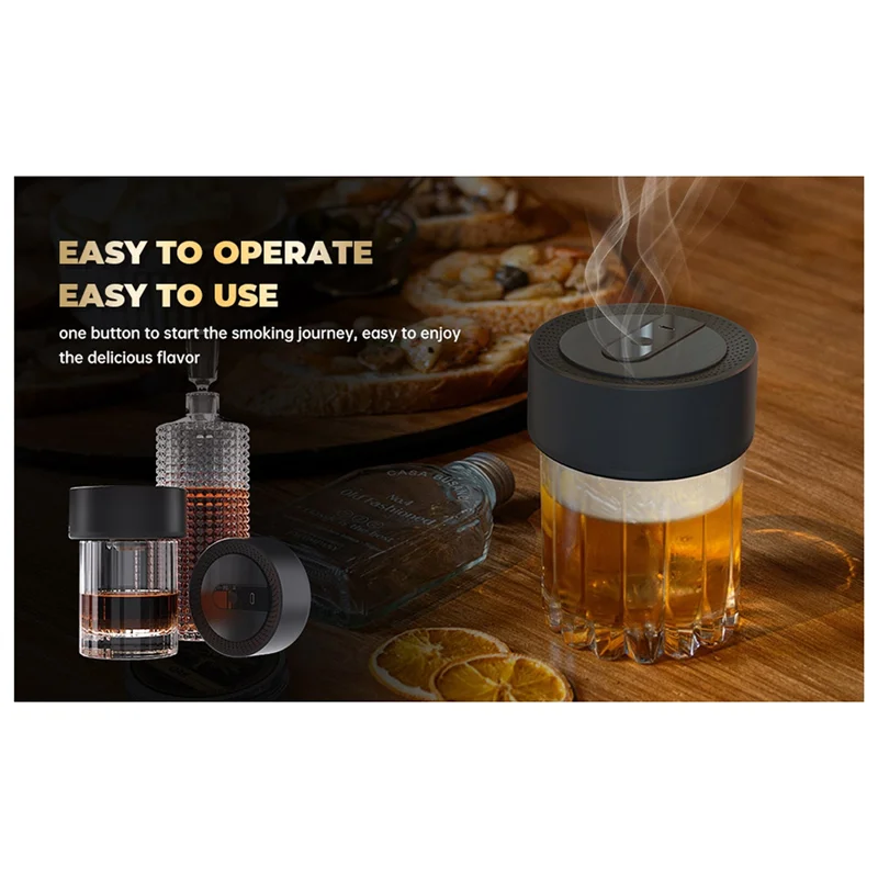 -A25M طقم مدخن الويسكي الكهربائي القابل لإعادة الشحن عبر USB، تصميم عديم اللهب، يتكيف مع مجموعات الويسكي المتعددة، هدية مثالية للرجال