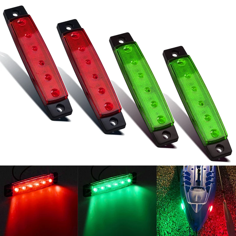 

4Pcs Marine Boat LED Navigation Lights 12V Waterproof Red Green LED Sidelights Warning Signal Port & Starboard Light