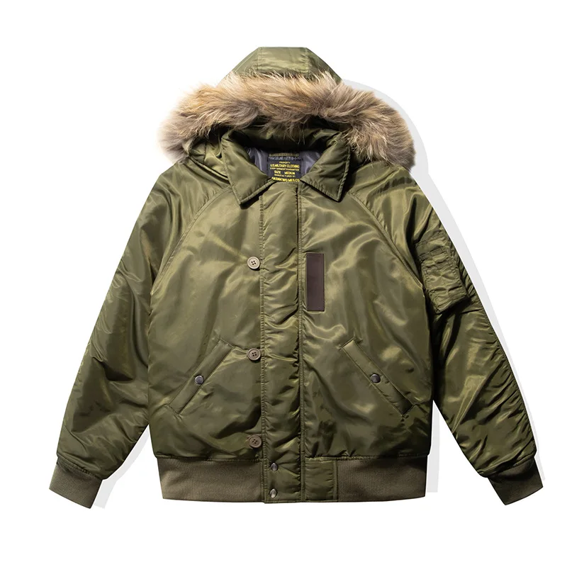 OKONKWO Winter N-2B Protective Clothing, Waterproof N2B Flight Jacket, Hooded Outerwear with Detachable Hood, Winter Clothing