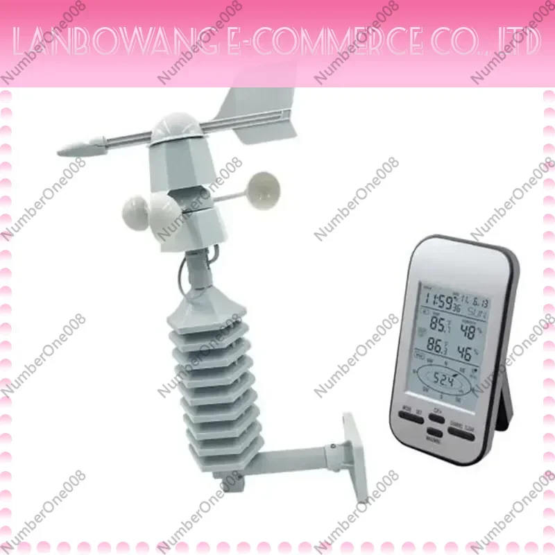 Premium Wireless Anemometer Weather Station Clock, Wind Speed Direction Temperature Humidity Meter WS0232