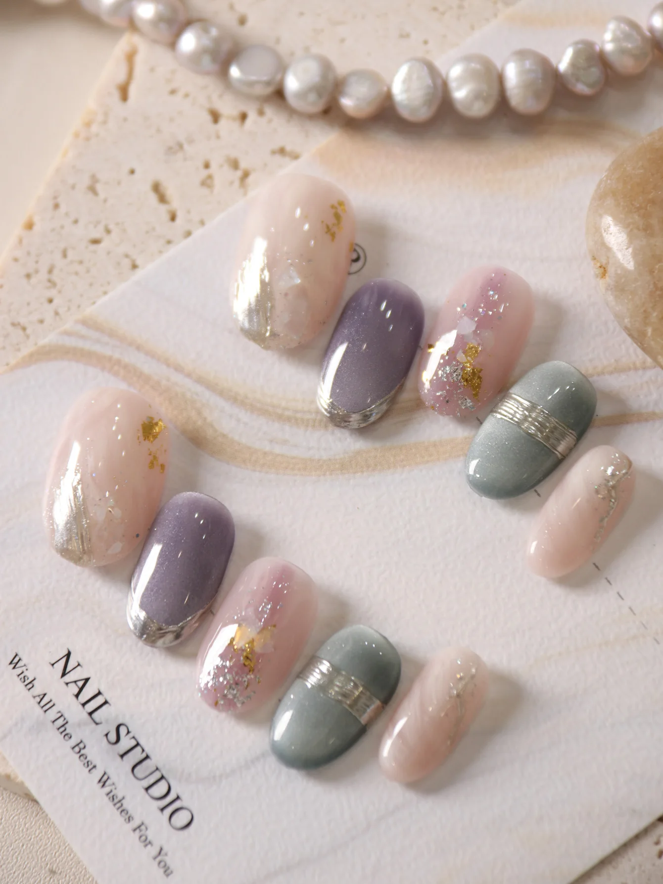 10 pçs imprensa em unhas pó curto roxo halation acrílico imprensa em unhas falsas inclui 1 folha de abas adesivas & 1 pc mini arquivo