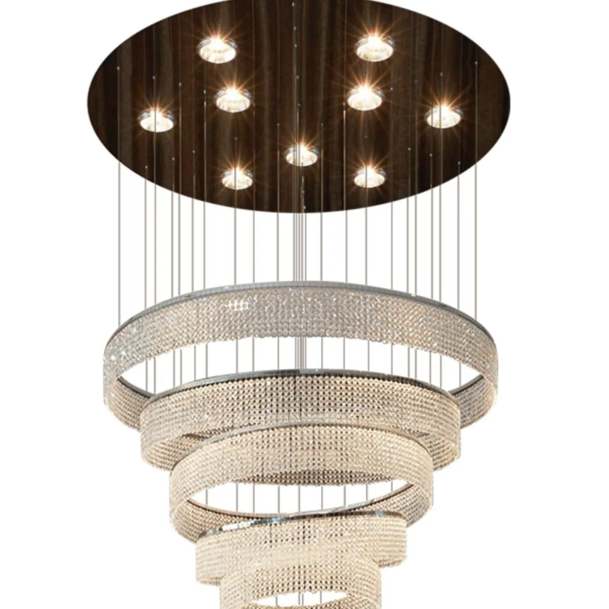 

Duplex building, large chandelier, modern, light luxury, atmosphere, villa, ceiling height, living room, hall