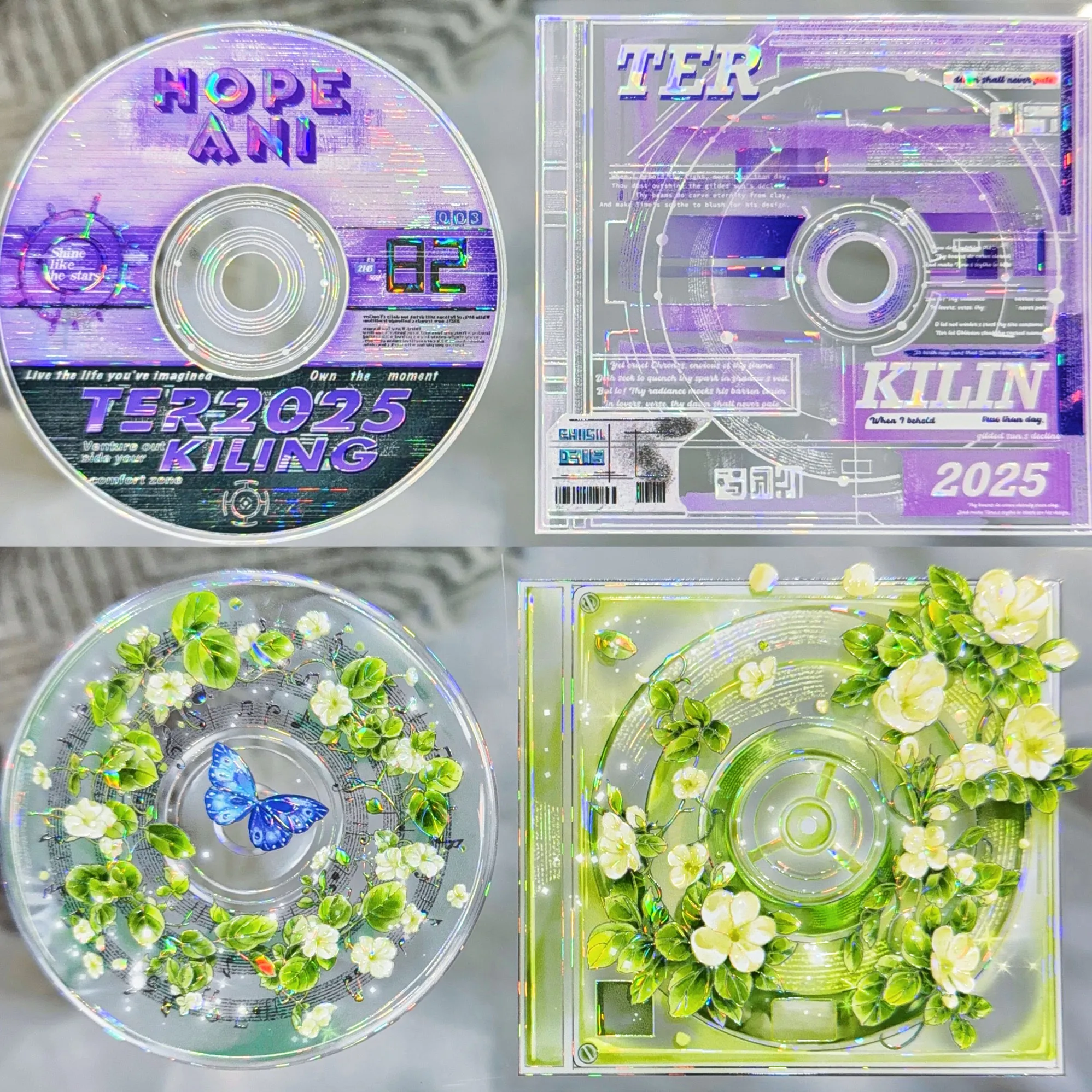 PET Shell Light Music CD Record Tape Blue Purple Green Washi Sticker for Journal Scrapbooking DIY Craft Decoration