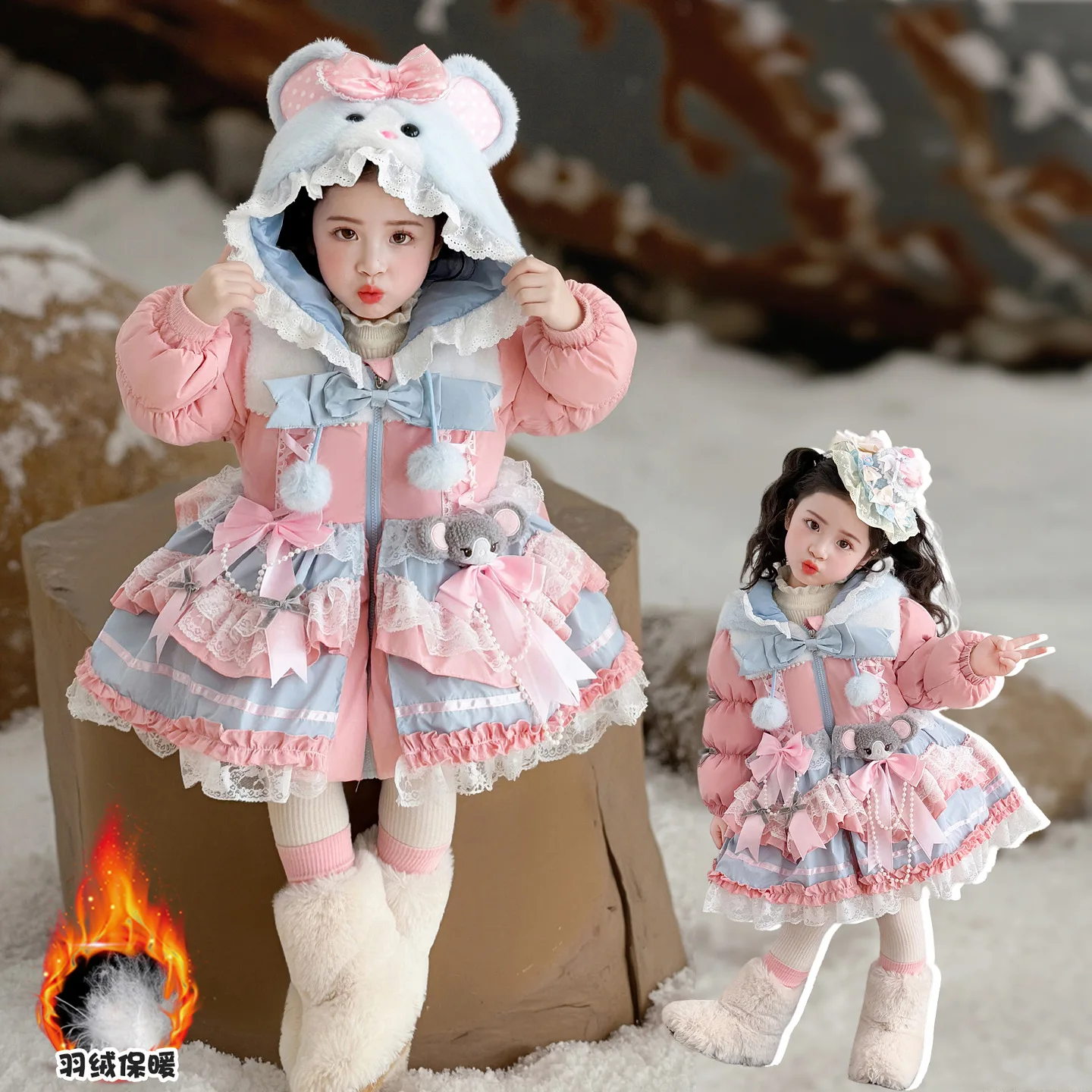 Girls lolita lolita down jacket winter new Internet celebrity little girl 50 white duck down jacket
