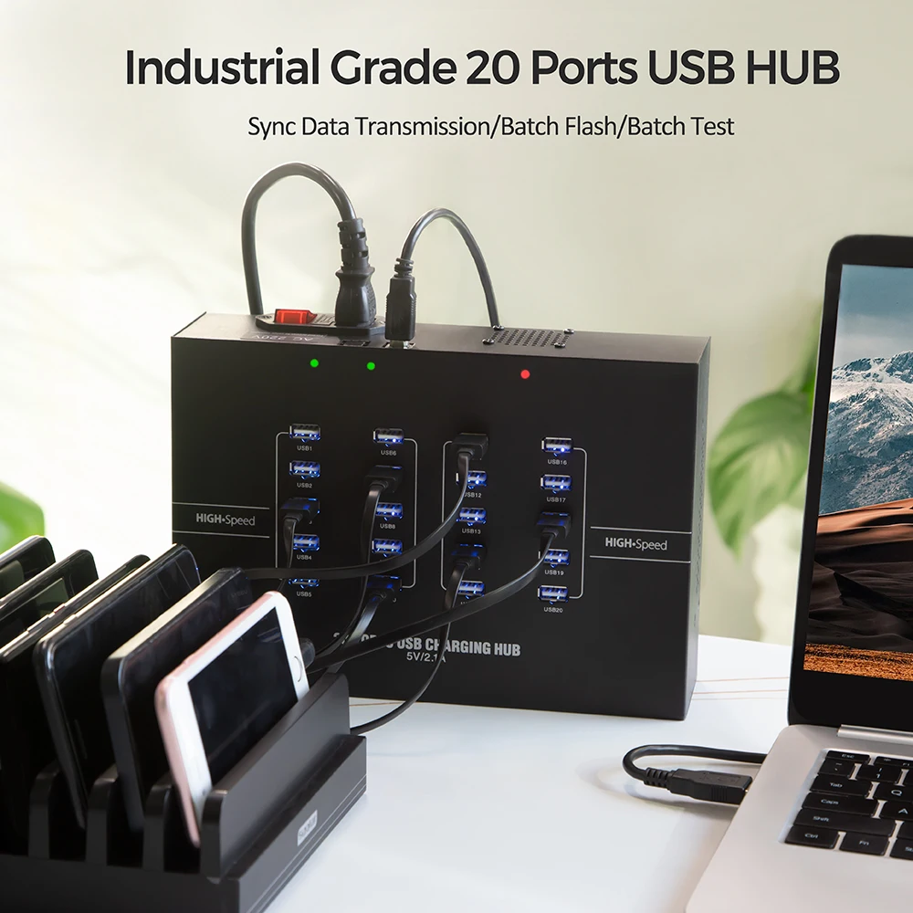 Sipoalr A-220 20 port usb  hub 200W  charging station 2.1A  usb hub power adapter