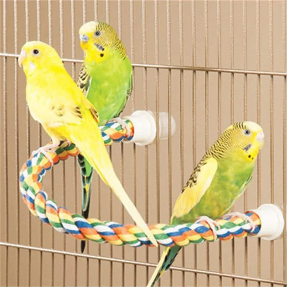 105/80/55/30cm Colorful Parrot Rope Hanging Braided Budgie Bird Cage Cockatiel Toy Pet Stand Accessories Ladder Swing Supplies