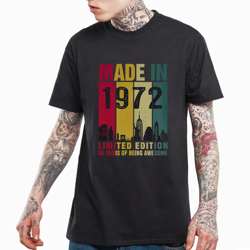 Retro Made In 1972 Limited Edition T-Shirt 90s Art Print Summer 100% Cotton New Arrival Loose Tops Casual Streetwear Tees O-Neck