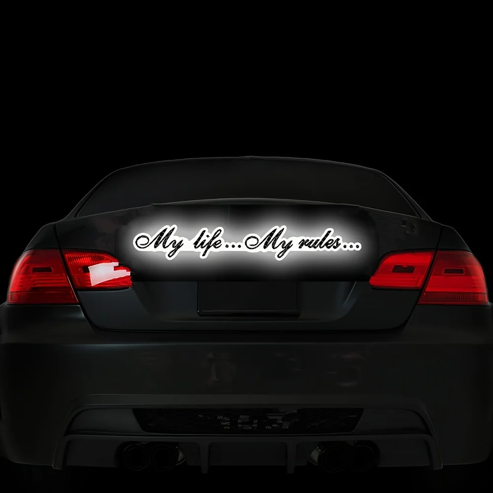 1 шт., светоотражающая автомобильная наклейка «Моя жизнь, мои правила», самоклеящаяся, безопасная для ночного вождения, водонепроницаемая, для авто, окна, кузова, двери, виниловые наклейки