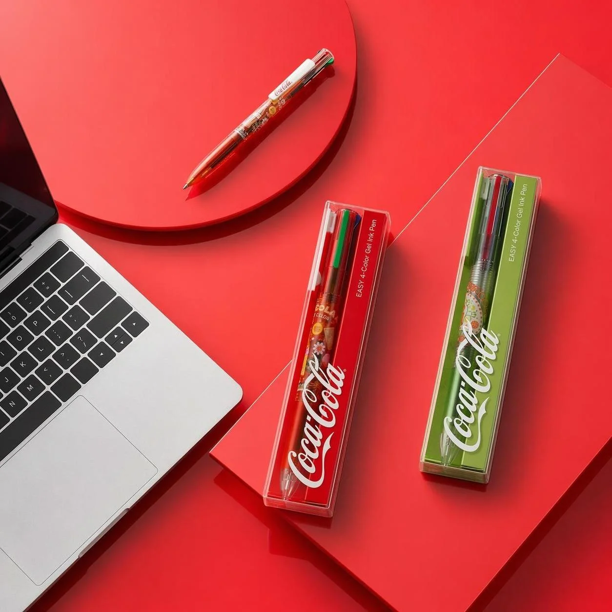 

KACO Coca-Cola Co-branded 4 in 1 Multicolor Gel Pen,0.5mm Multi-color Ballpoint Pen,Cute School Office Writing Stationery Gifts