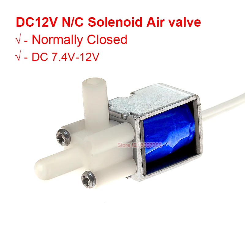 DC12V N/C Normally Closed Miniature Electromagnetic Solenoid Air Valve DC Small Electric Exhaust Valve 2 Position 2-way Valve