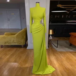 Elegant Simple Long Sleeves Women Evening Dresses Mermaid Customized Prom Gowns Cocktail Party Mopping Length Vestido De Noche