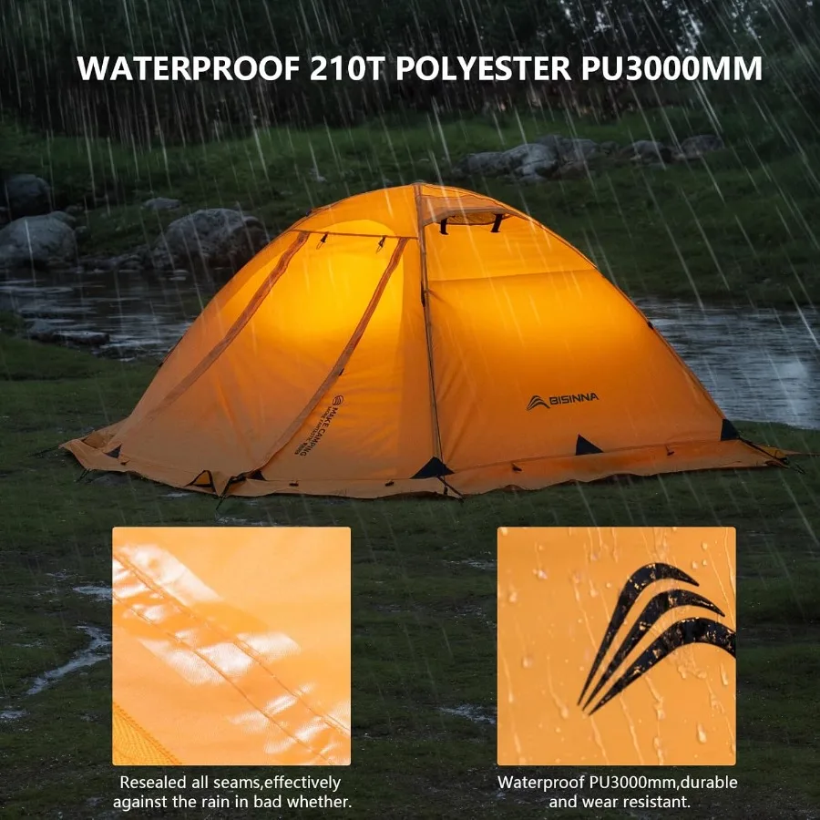 خيمة 4 فصول لحقيبة الظهر لخيام الشتاء لشخصين خيمة الطقس البارد خفيفة الوزن مقاومة للماء بطبقة مزدوجة لجميع المواسم خيمة الشب #4