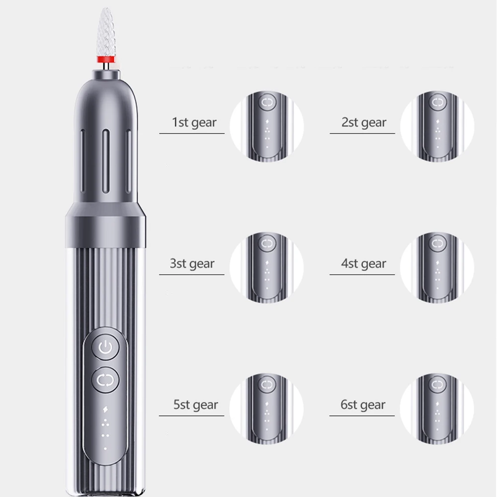 مجموعة أقلام طحن الأظافر USB للاستخدام المنزلي، مجموعة أدوات تلميع الأظافر لإزالة الجلد الميت #6
