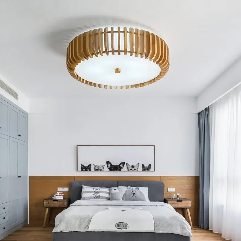 Modern Creative Wooden LED Ceiling Lamp Living Room Restaurant Bedroom Kitchen Chandelier E27 Bulb Indoor Lighting Decor Fixture