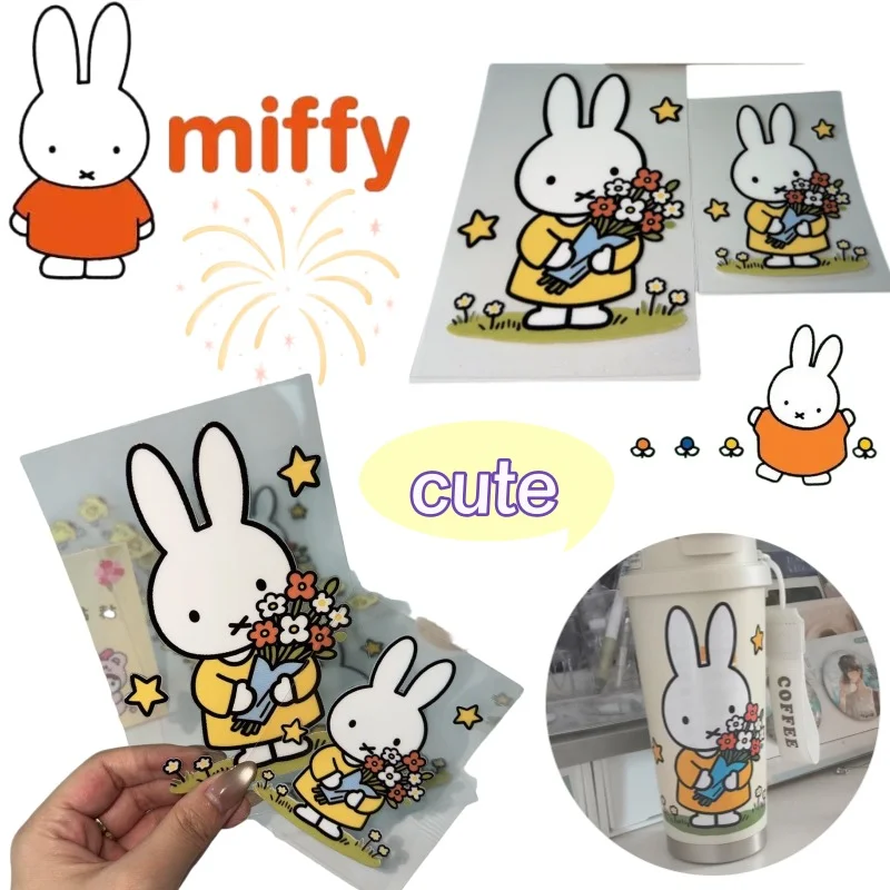 Novos Adesivos Criativos Miffy, de Alto Valor, Pequenos e em Estilo Cartoon, Adesivos Simples para Decoração de Celular, Adesivos DIY para Tablets de Estudantes