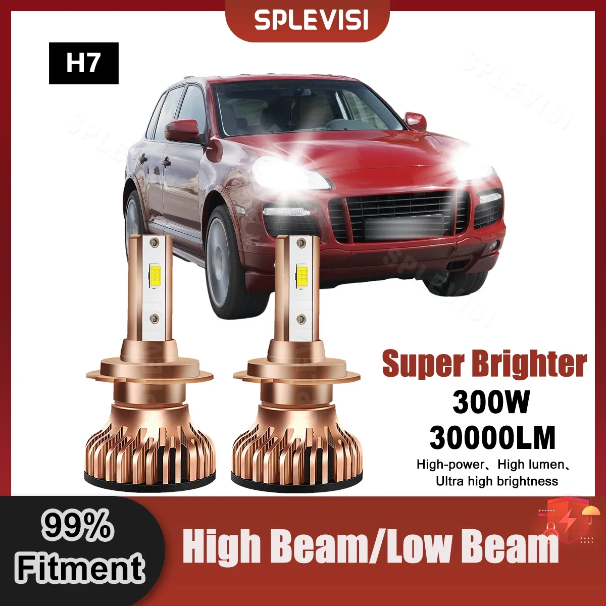 

2PCS 6000K H7 LED Headlight High/Low Beam Bulbs 9V-24V 300W For Porsche Cayenne 9PA 2002 2003 2004 2005 2006 2007 2008 2009 2010