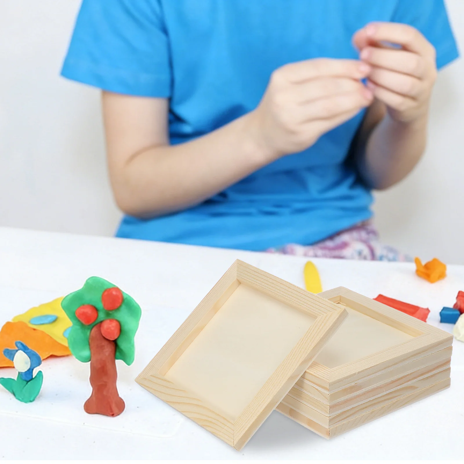 6 قطعة إطارات صور خشبية ثلاثية الأبعاد الطين لتقوم بها بنفسك إطار اللوحة النشاط مجموعة نسيج الخشب الطبيعي حامل صور ديكور المنزل