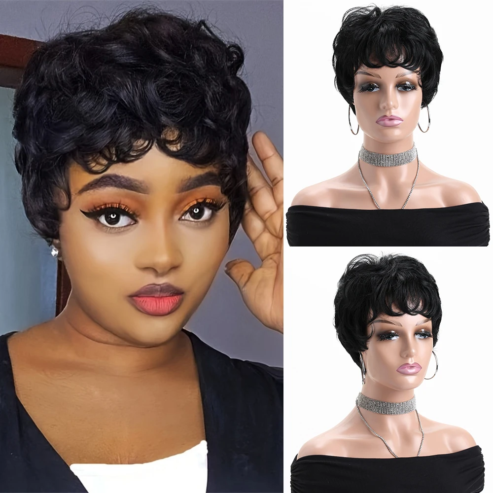 

10-дюймовый вьющийся парик, синтетический черный парик для женщин, подходит для женского повседневного использования, Рождество, Хэллоуин, свадьбы, музыкального фестиваля